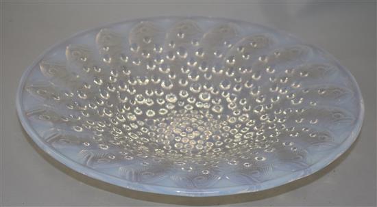 A René Lalique Roscoff pattern opalescent glass dish, 35.5cm